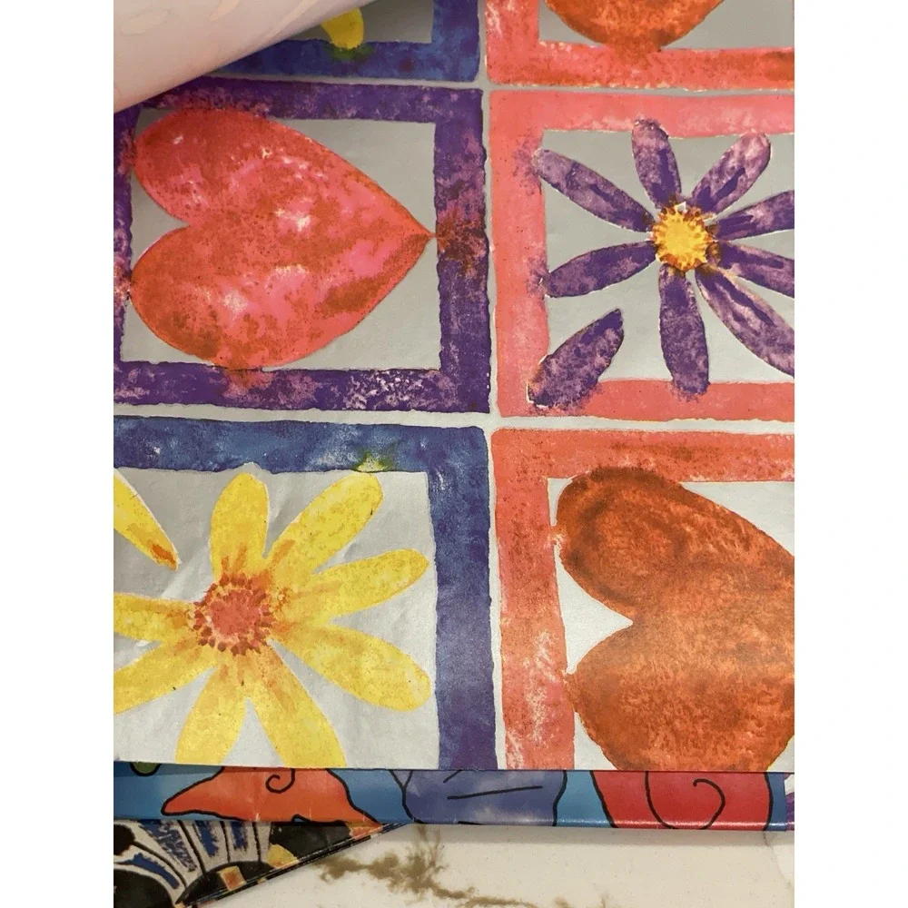 Vintage Gift Wrap Sheets 90s Y2K Retro Funky Set of 6 Open‎ Birthday Bugs Floral
